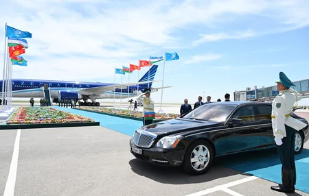 President Ilham Aliyev arrived in Kazakhstan on working visit