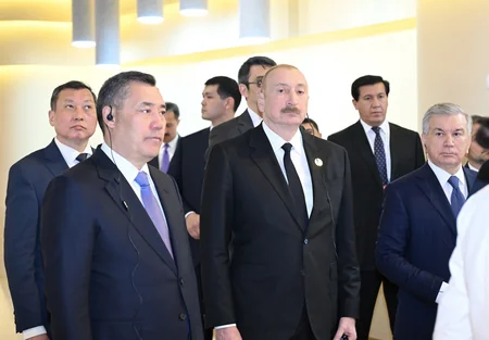 President Ilham Aliyev and other participants of OTS informal summit tour cultural sites in Turkistan