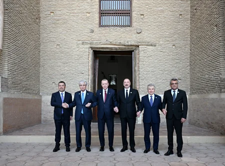 President Ilham Aliyev and other participants of OTS informal summit tour cultural sites in Turkistan