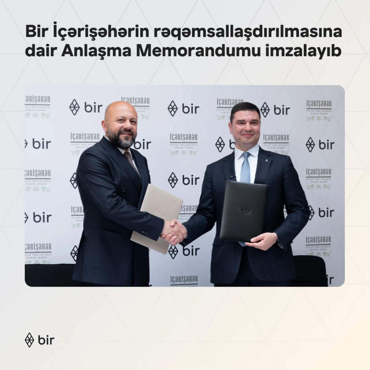 Bir Ekosistem İçərişəhərin rəqəmsallaşdırılmasına dair Anlaşma Memorandumu imzalayıb