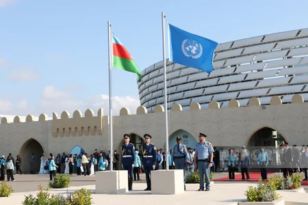Ceremony held to lower flags of UN and Azerbaijan