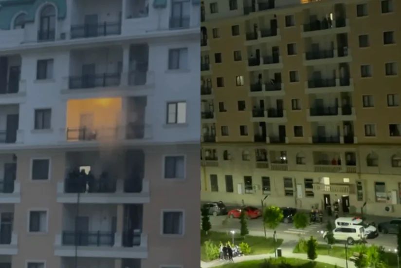 Sumqayıtda çoxmərtəbəli yaşayış binasında yanğın olub