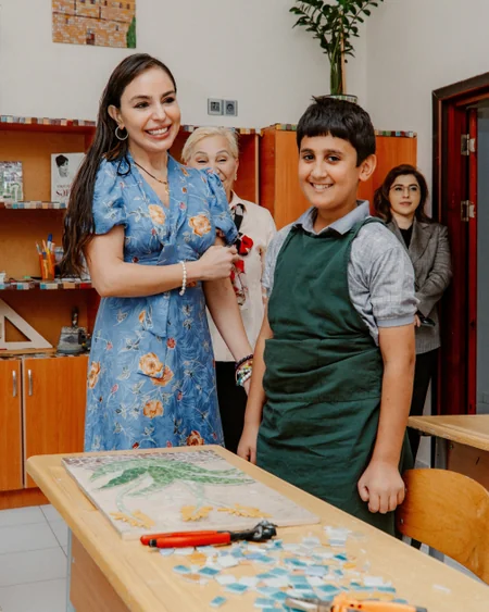 Leyla Aliyeva and Arzu Aliyeva visit Integrated Boarding School No. 11
