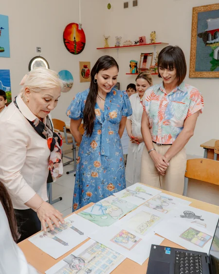 Leyla Aliyeva and Arzu Aliyeva visit Integrated Boarding School No. 11