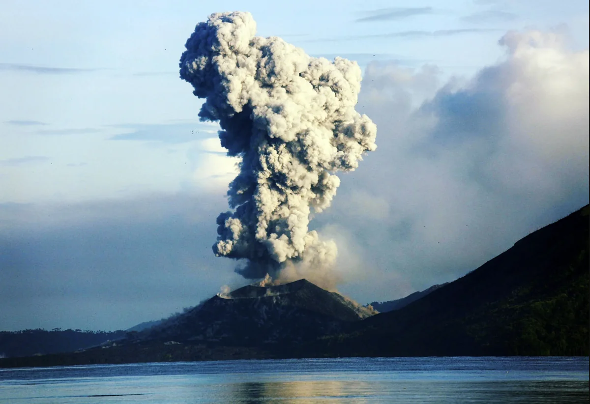 Volcanic pumice blocks coastline in Papua New Guinea