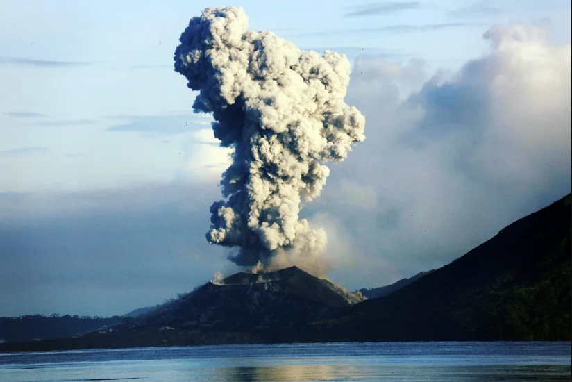 Volcanic pumice blocks coastline in Papua New Guinea