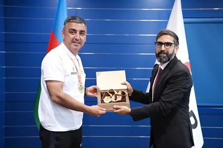 Rövşən Nəcəf Dünya Korporativ Oyunlarının qalibi olan komanda ilə görüşüb