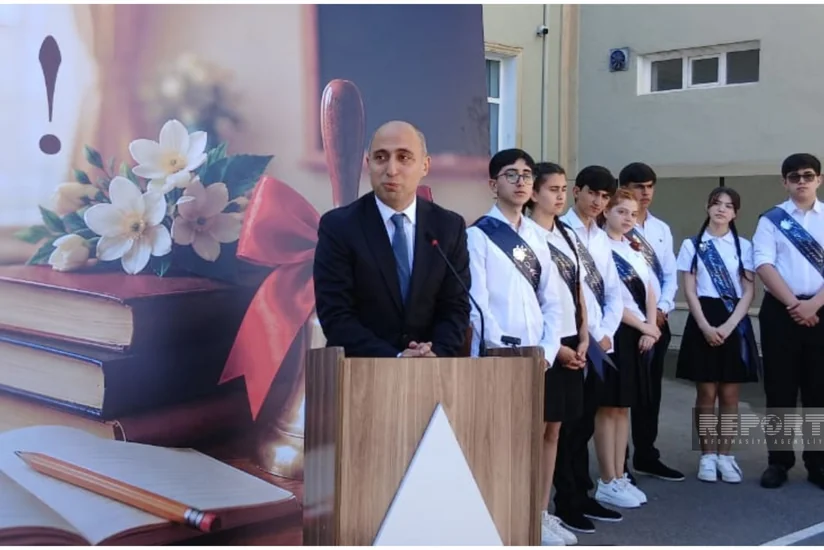 Emin Əmrullayev Gəncədə Son zəng mərasimində iştirak edib