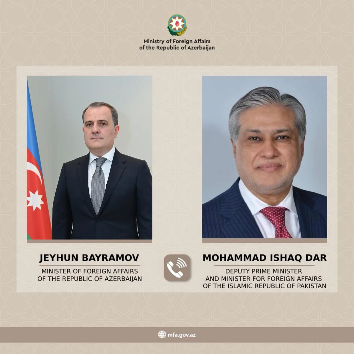 Jeyhun Bayramov and Ishaq Dar discuss US-Iran agreement