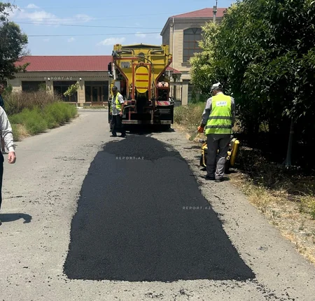 Cəlilabadda bir hissəsi çökən yol təmir olunub