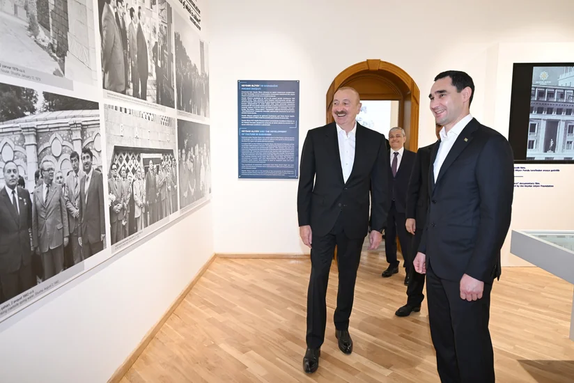Presidents Ilham Aliyev and Serdar Berdimuhamedov view 'Heydar Aliyev and Garabagh' exhibition in Shusha