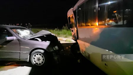 Naxçıvanda minik avtomobili avtobusla toqquşub, 3 nəfər xəsarət alıb