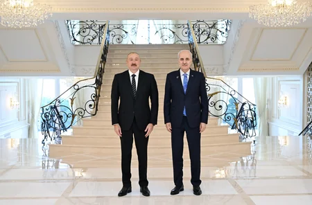 İlham Əliyev Numan Kurtulmuşu qəbul edib