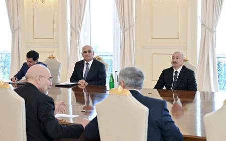 İlham Əliyev İran İslam Şurası Məclisi sədrinin başçılıq etdiyi nümayəndə heyətini qəbul edib
