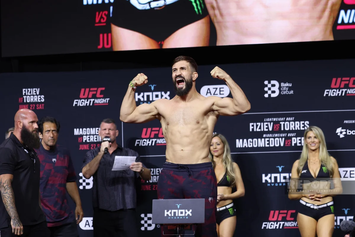 Bakıdakı UFC turnirindən əvvəl döyüşçülər üz-üzə gəliblər