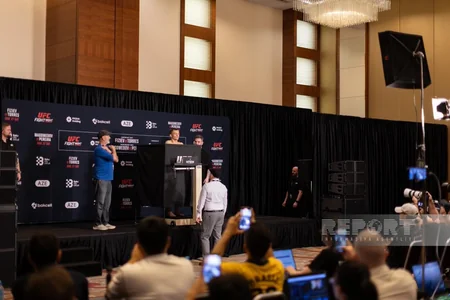 UFC-nin Bakıda təşkil olunacaq turnirindən əvvəl idmançıların çəkiölçmə mərasimi keçirilib