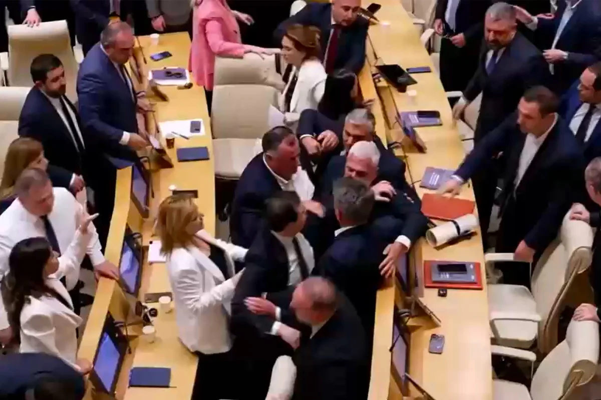 Georgia's spring parliamentary session ends in scuffle