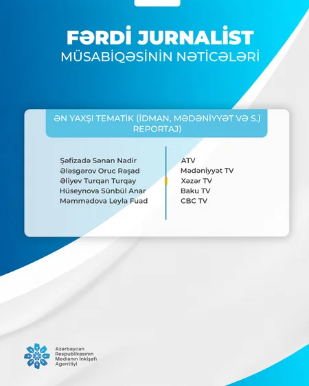 Fərdi jurnalist müsabiqəsinin nəticələri açıqlanıb