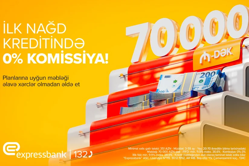 70 000 manatadək kredit - KOMİSSİYASIZ