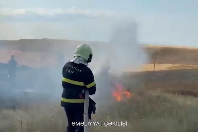 Qazaxın Aslanlı kəndində taxıl sahəsində yanğın olub