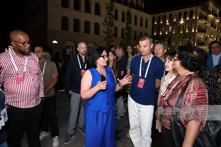 Shusha Global Media Forum participants tour newly built Karabakh Street