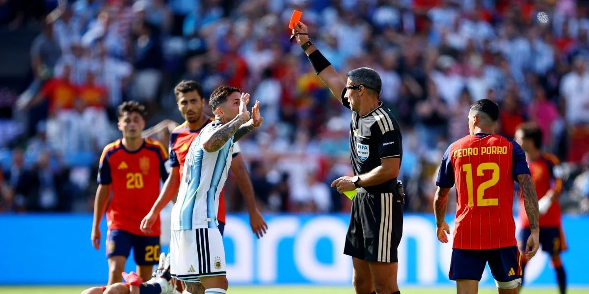 Enzo Fernández becomes sixth player sent off in World Cup Final