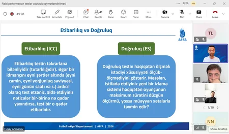 AFFA fiziki performansın testlər vasitəsilə müəyyən edilməsinə dair vebinar təşkil edib