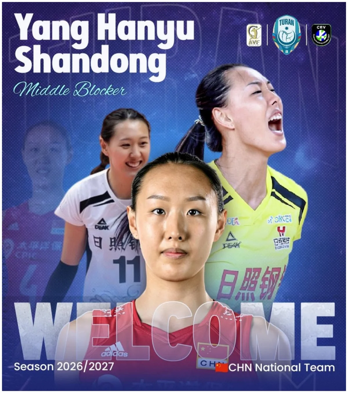 Turan voleybol klubu heyətini Yanq Hanyu Şandonqla gücləndirib