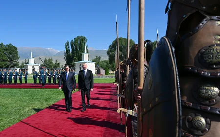 Official welcome ceremony held for President Ilham Aliyev in Cholpon-Ata