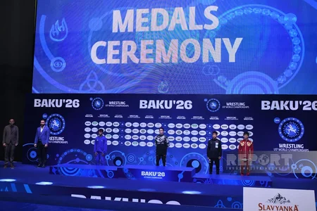 Dünya çempionatı: Gümüş medal qazanan İbrahim Həsənov mükafatlandırılıb
