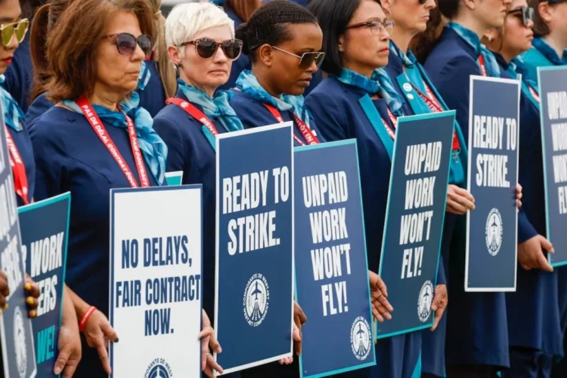 Flight attendants at Canadas WestJet go on strike in dispute over pay