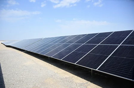President Ilham Aliyev inspected construction progress of 'Shams 1' and 'Garbi Ufug' solar power plants in Nakhchivan