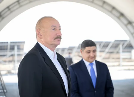 President Ilham Aliyev inspected construction progress of 'Shams 1' and 'Garbi Ufug' solar power plants in Nakhchivan