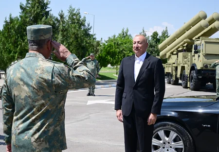 President Ilham Aliyev attended ceremony to present Battle Flags to newly established commando military units of Separate Combined Arms Army