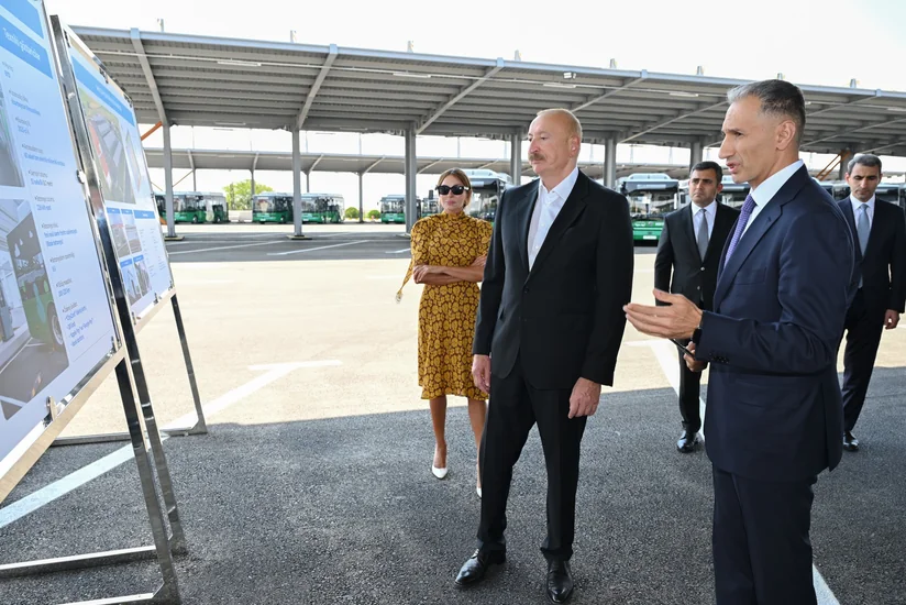 President Ilham Aliyev viewed new electric buses and inspected reconstruction progress of railway infrastructure in Nakhchivan