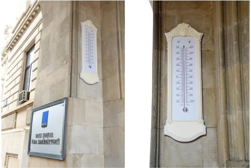 Bakı Şəhər İcra Hakimiyyətinin qarşısında civəli termometr bərpa edilib
