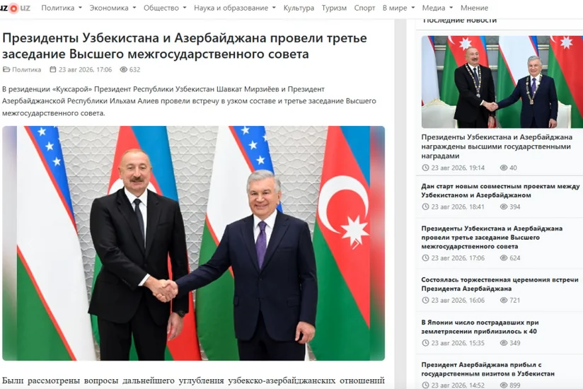 İlham Əliyevin dövlət səfəri Özbəkistan mətbuatında geniş işıqlandırılıb