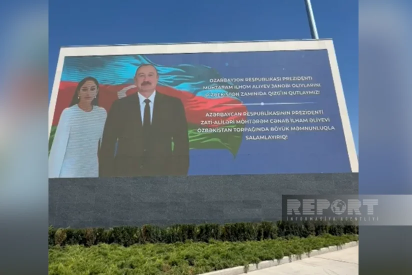 Tashkent displays banners welcoming Azerbaijani President Ilham Aliyev