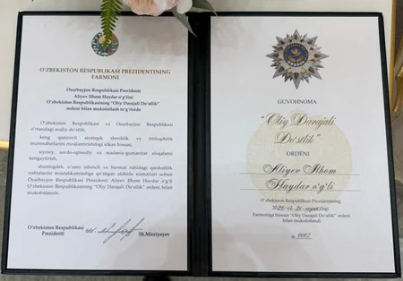 Shavkat Mirziyoyev awarded Heydar Aliyev Order