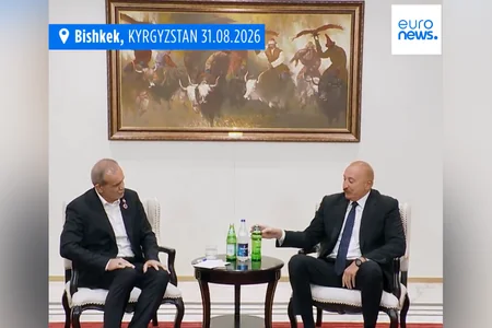 Euronews İlham Əliyevin Məsud Pezeşkianı İstisuya qonaq etməsini yayımlayıb