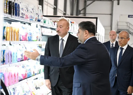 Ильхам Алиев принял участие в открытии предприятия Fabriora Group в Гарадагском районе