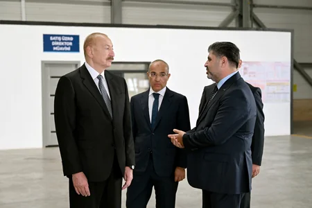 Ильхам Алиев принял участие в открытии предприятия Fabriora Group в Гарадагском районе
