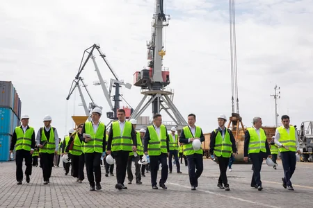 Participants of CICA conference tour Baku International Sea Trade Port