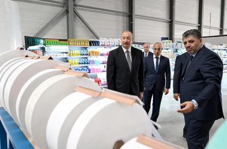 Ильхам Алиев принял участие в открытии предприятия Fabriora Group в Гарадагском районе