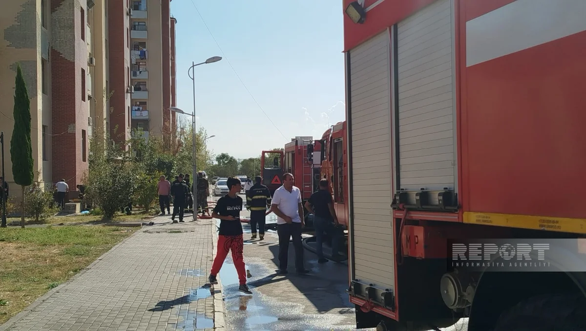 Mingəçevirdə binada yanğın olub, zəhərlənənlər var