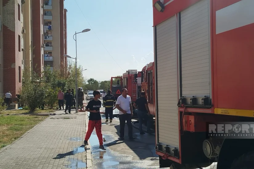 Mingəçevirdə binada yanğın olub, zəhərlənənlər var