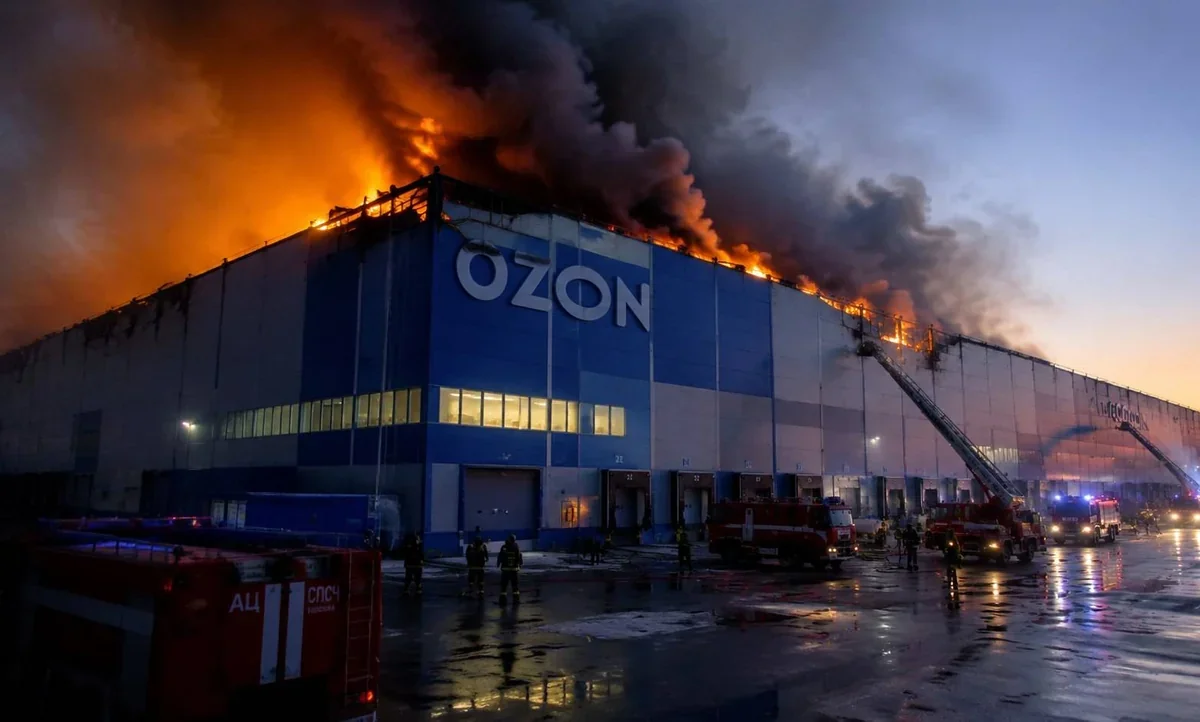 После массированной ракетной атаки поврежден склад Ozon в Таганроге