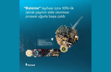 SOCAR Baleine layihəsi üzrə 10 %-lik pay əldə olunmasını başa çatdırıb
