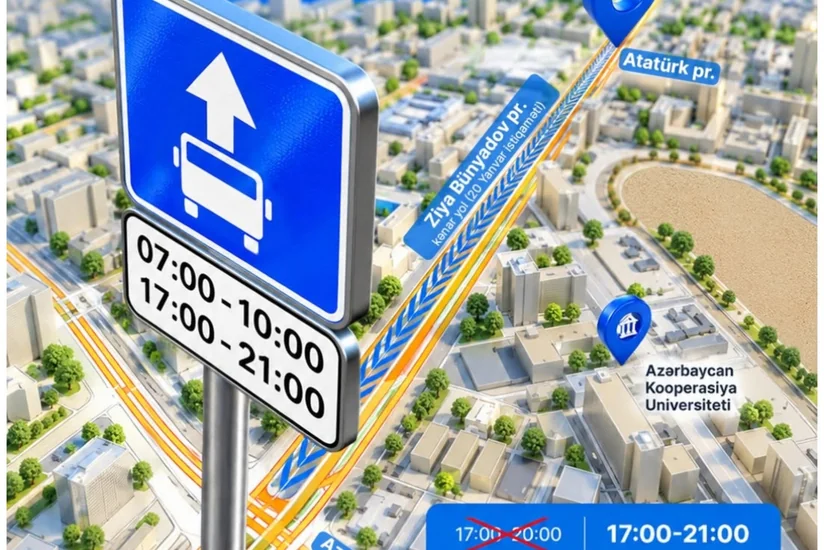 Bakıda Ziya Bünyadov prospektində avtobus zolağının müddəti 1 saat uzadılıb