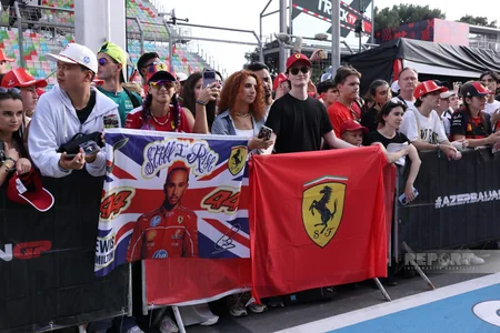 Fans take pit-lane walk ahead of Formula 1 Azerbaijan Grand Prix